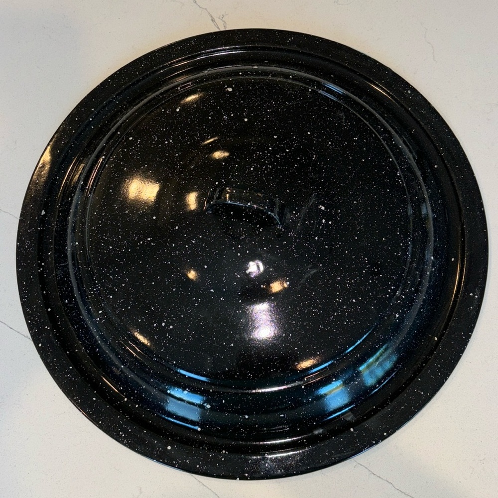 Speckled Black and White Enamel Ware Lid